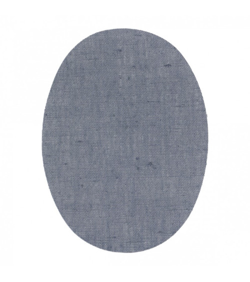 2 iron-on or sew-on blue linen elbows