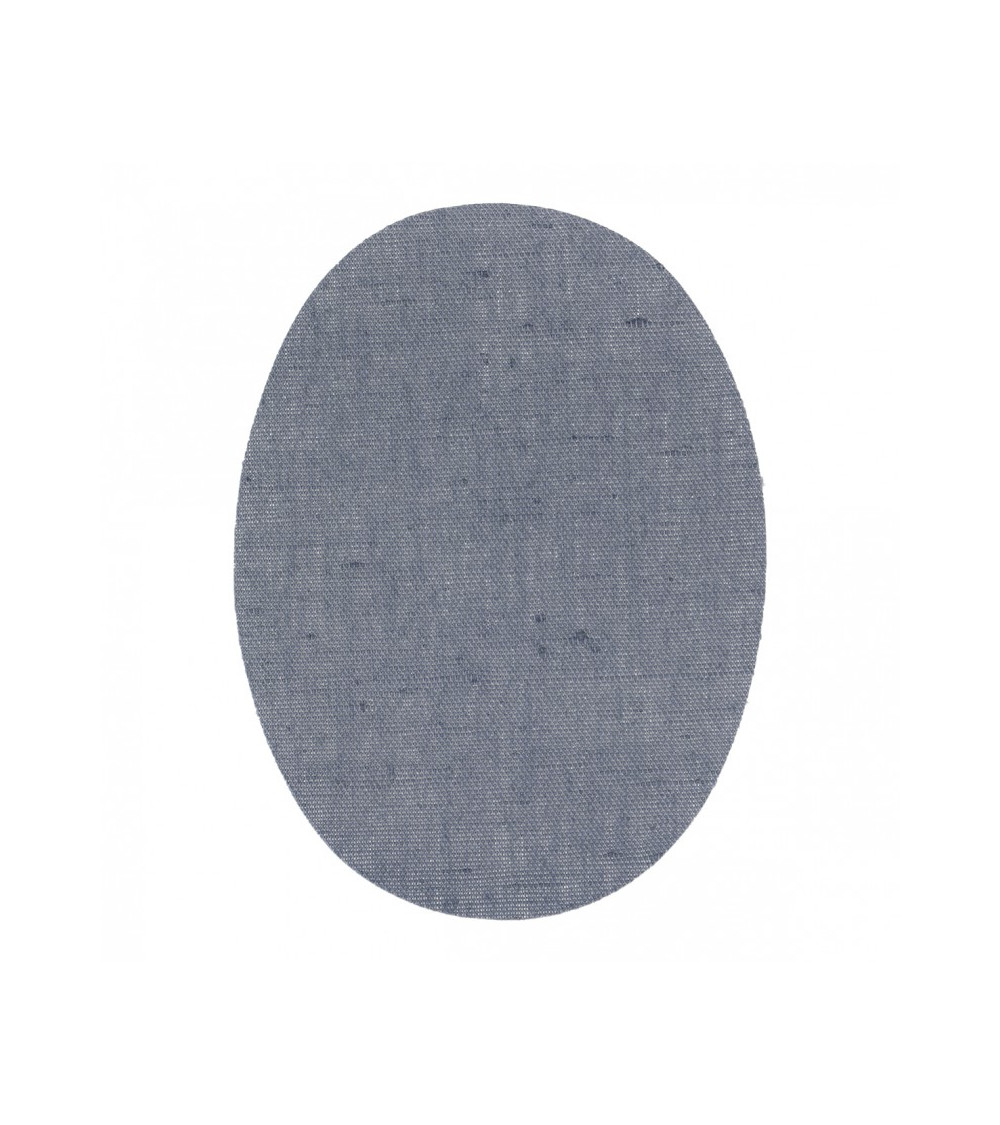 2 iron-on or sew-on blue linen elbows