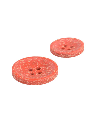 Round rice husk button 4 holes red