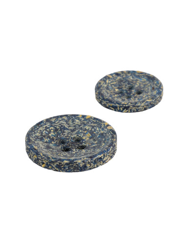Bouton rond écorces de riz 4 trous bleu marine