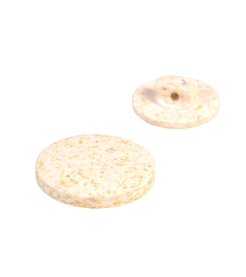 Round button with white rice husk shank