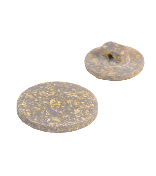 Round button with ash gray rice husk shank