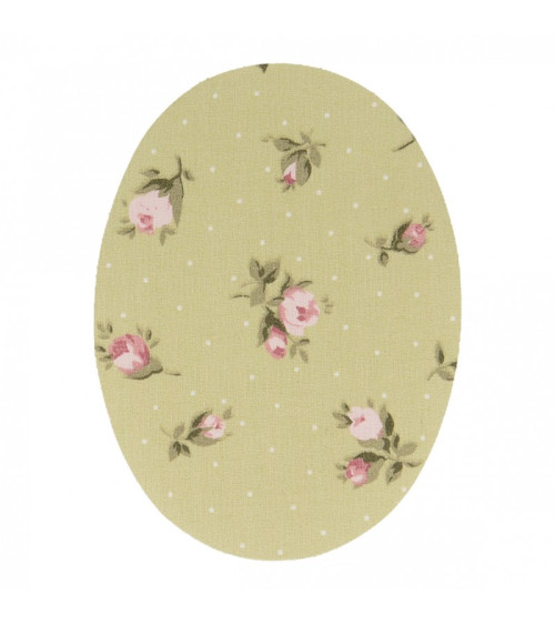 2 iron-on or sew-on elbows with green background flowers