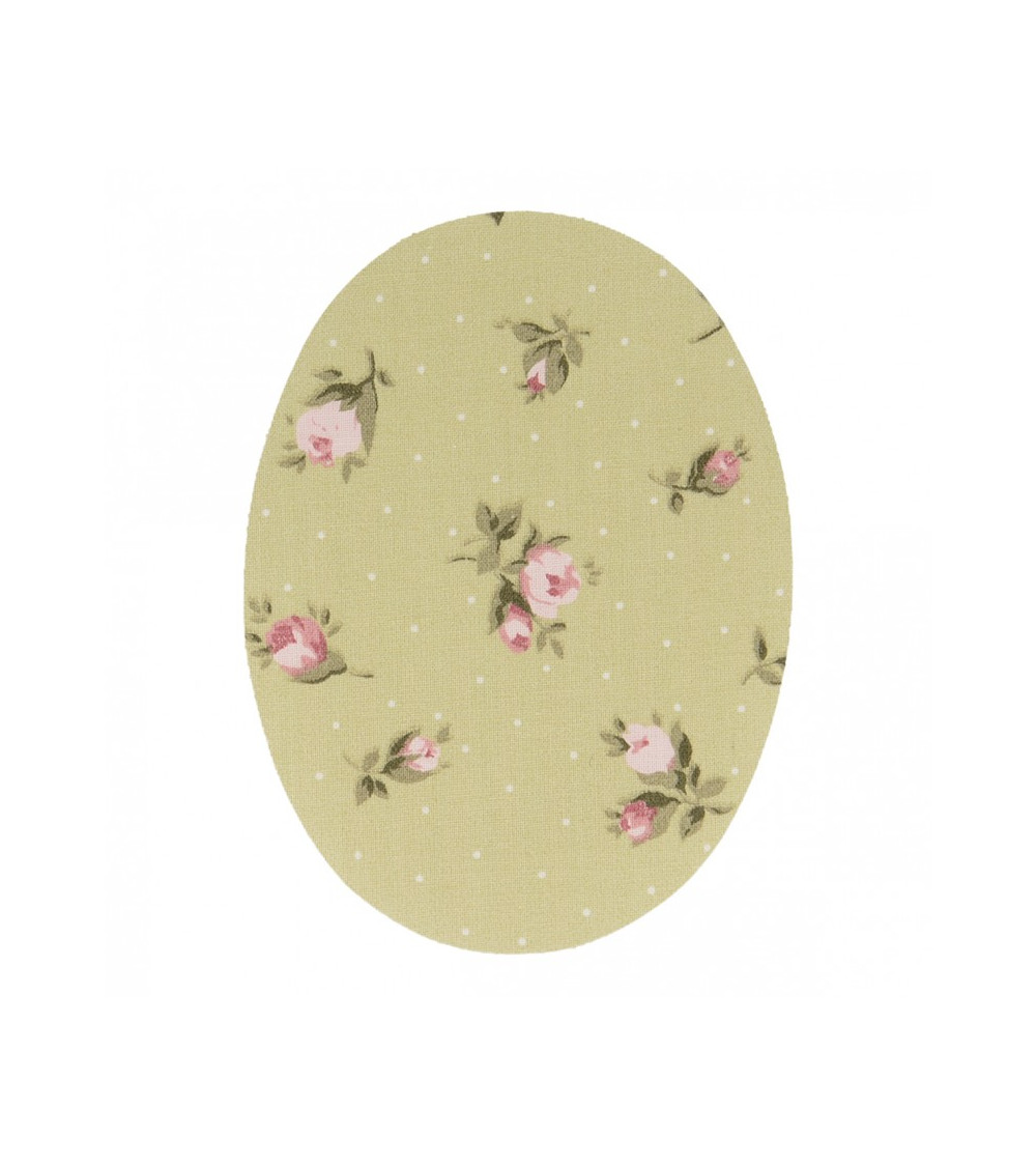 2 iron-on or sew-on elbows with green background flowers