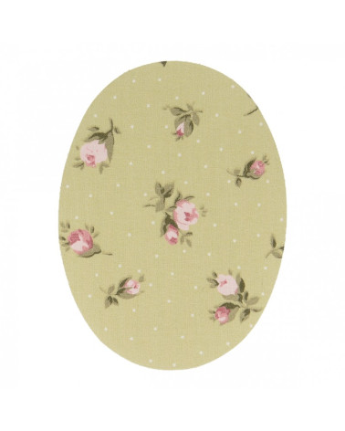 2 iron-on or sew-on elbows with green background flowers