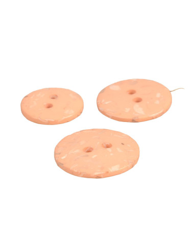Round button recycled bottles 2 holes salmon orange