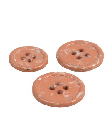 Runder Knopf 4 Löcher recycelte Flaschen Bronze/Cognac