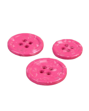 Round button 4 holes recycled bottles pink fuchsia pink