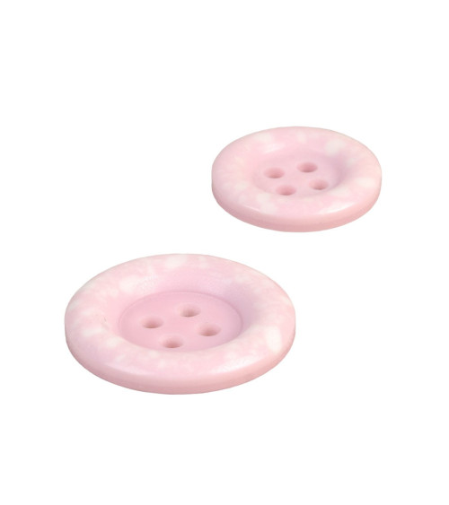 Lot de 6 boutons rond plastique recyclé 4 trous rose layette