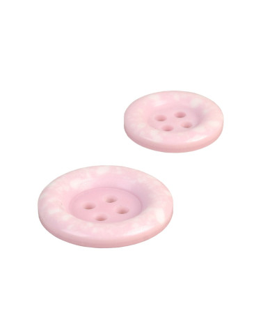 Set of 6 round recycled plastic buttons 4 holes baby pink