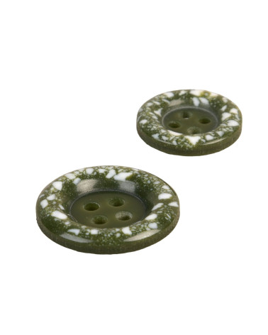 Set di 6 bottoni rotondi in plastica riciclata 4 fori verde kaki