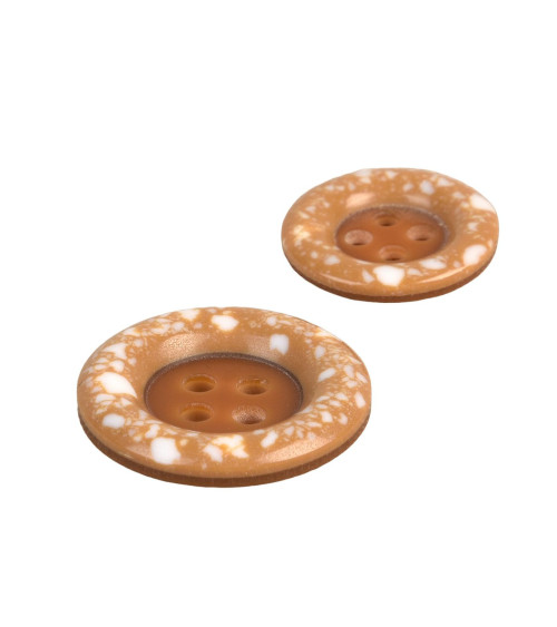 Lot de 6 boutons rond plastique recyclé 4 trous beige antilope