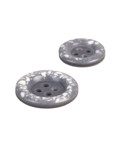 Set of 6 round recycled plastic buttons 4 holes ash gray