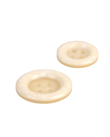 Set of 6 round recycled plastic buttons 4 holes ivory