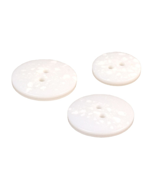 Lot de 6 boutons rond plastique recyclé 2 trous blanc