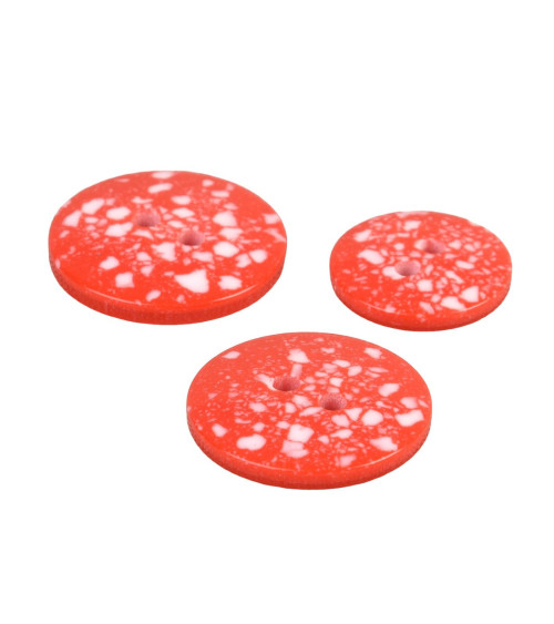 Lot de 6 boutons rond plastique recyclé 2 trous rouge