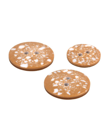 Set of 6 round recycled plastic buttons 2 holes antelope beige