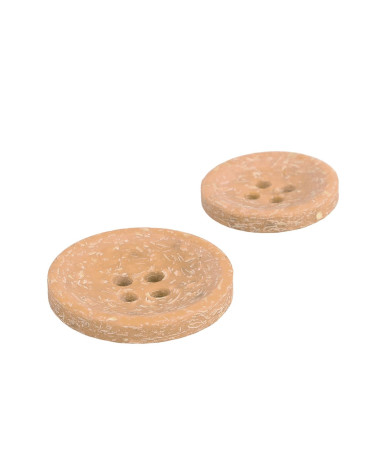 Set of 6 round rice husk buttons 4 holes beige antelope