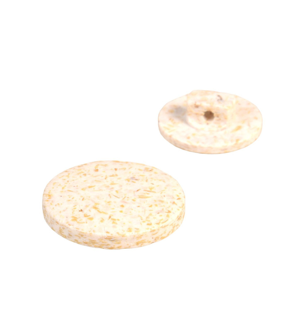 Lot de 6 boutons rond à queue écorces de riz blanc