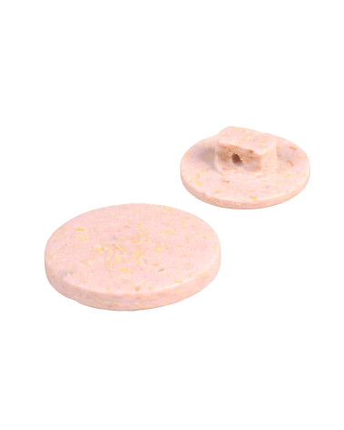 Set of 6 round buttons with baby pink rice husk tails