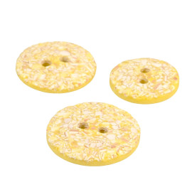 Lot de 6 boutons rond coquilles d'œufs 2 trous jaune maïs