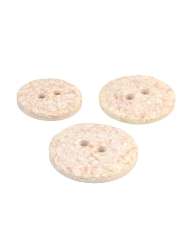 Set of 6 round eggshell buttons 2 holes ivory