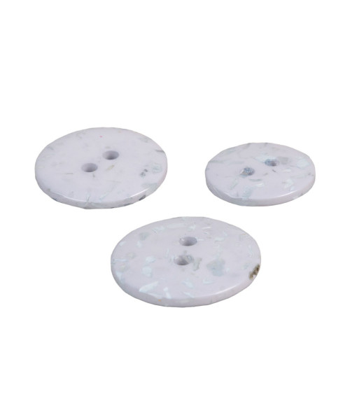 Set of 6 round buttons recycled bottles 2 holes light gray