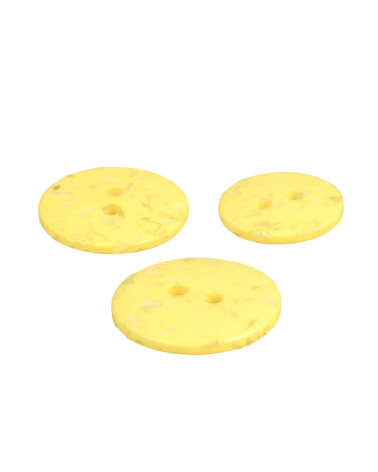 Set of 6 round buttons recycled bottles 2 holes corn yellow