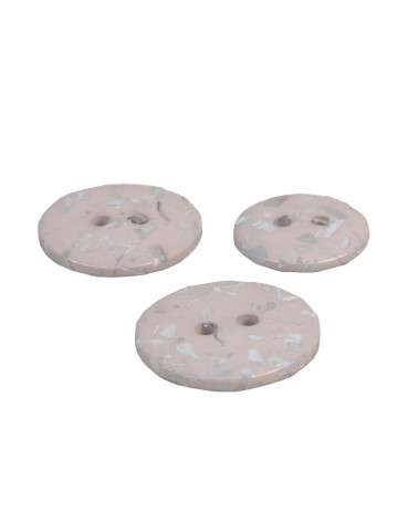 Set of 6 round buttons recycled bottles 2 holes ash gray