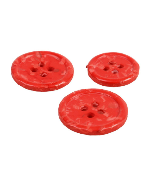 Lot de 6 boutons rond 4 trous bouteilles recyclées rouge