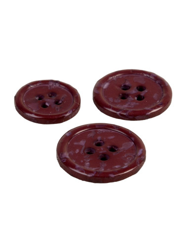 Set of 6 round buttons 4 holes recycled bottles red beaujolais