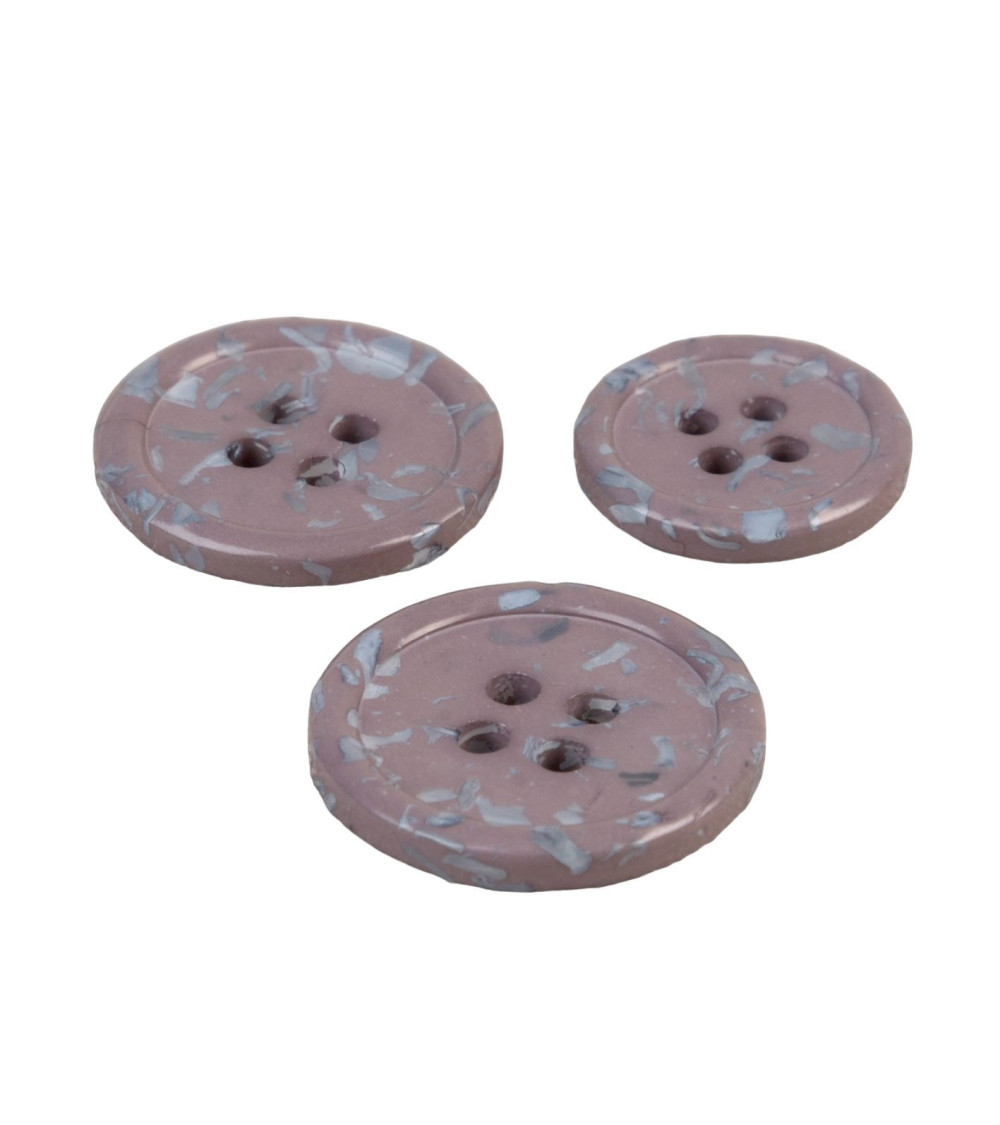 Set of 6 round buttons 4 holes recycled anthracite gray bottles
