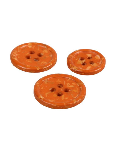 Set of 6 round buttons 4 holes recycled rust orange bottles