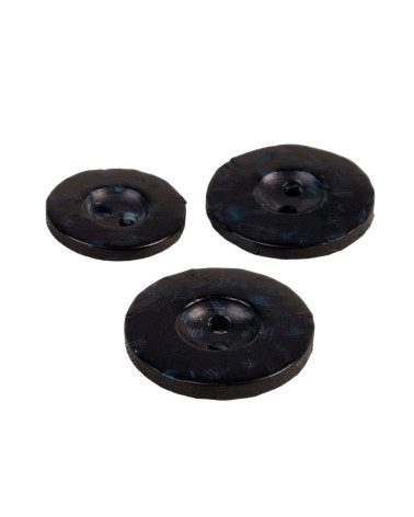 Set of 6 round buttons 2 holes recycled black bottles