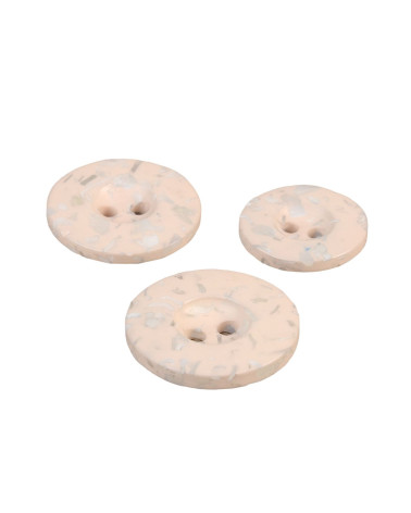 Set of 6 round buttons 2 holes recycled bottles ivory