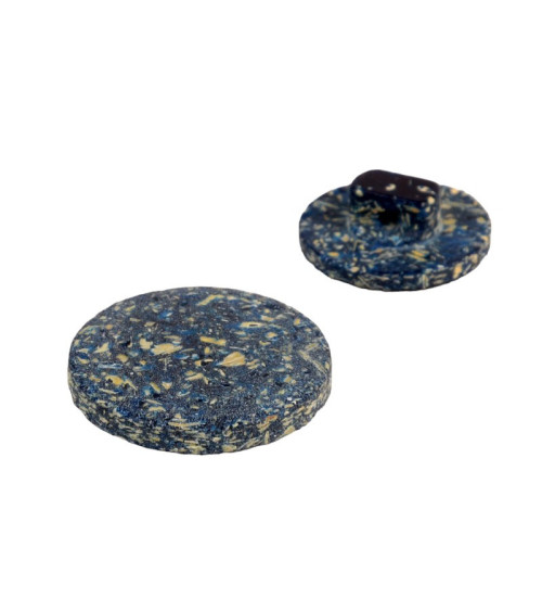 Lot de 6 boutons rond à queue écorces de riz bleu marine