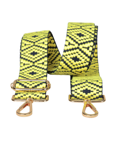 Bandoulière sangle de sac imprimé ethnique 40mmx140cm jaune maïs