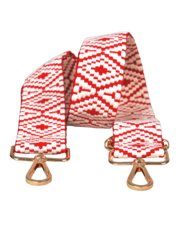 Ethnic print bag strap shoulder strap 40mmx140cm red