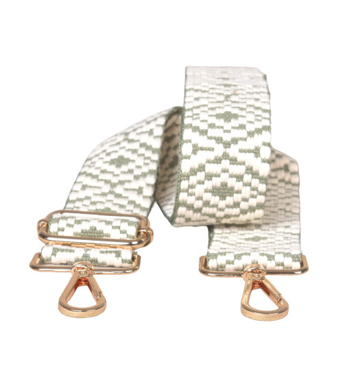 Ethnic printed bag strap shoulder strap 40mmx140cm Normandy green