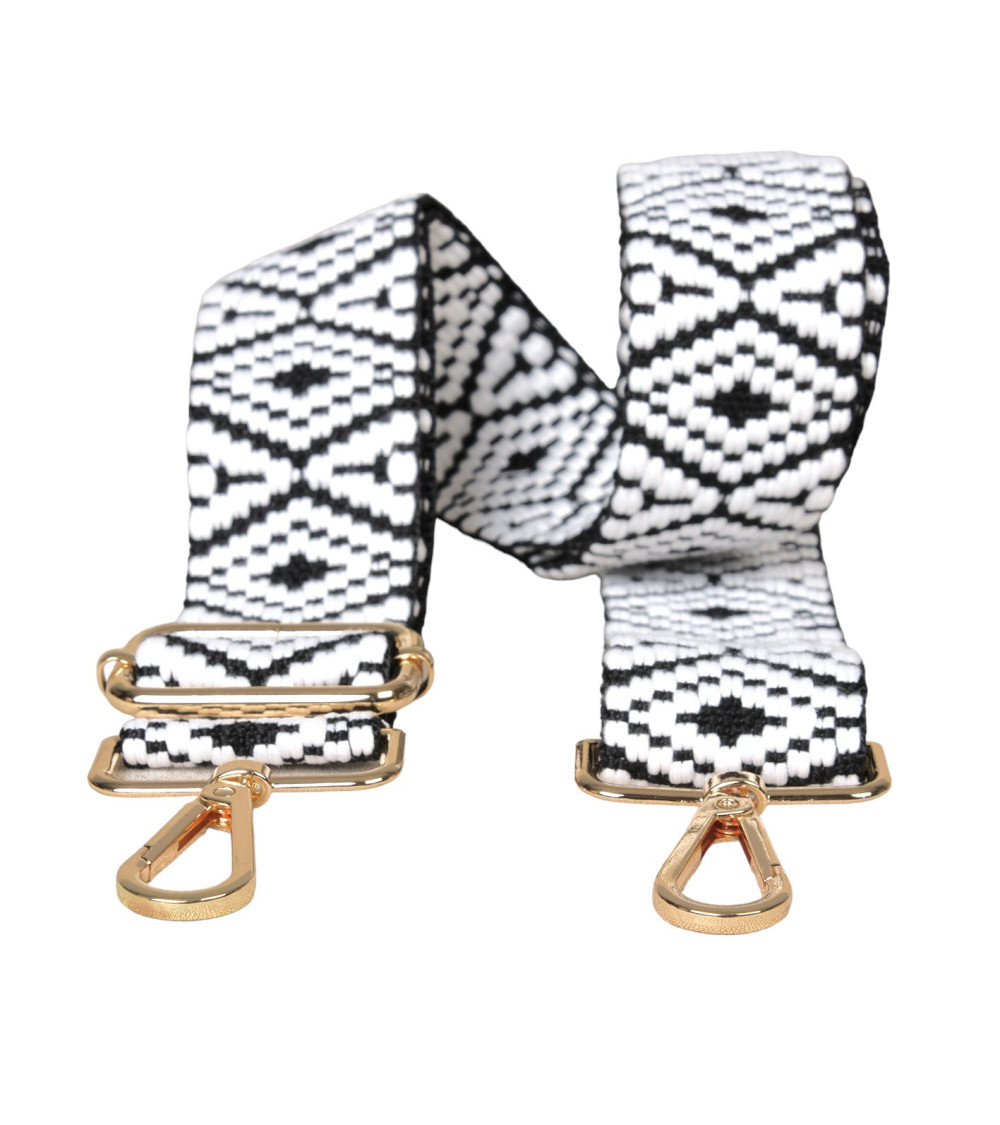 Shoulder strap bag strap ethnic print 40mmx140cm black