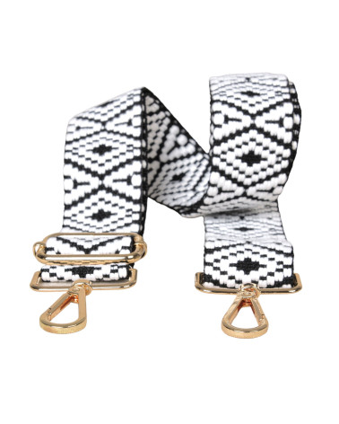Ethnic print bag strap shoulder strap 40mmx140cm black