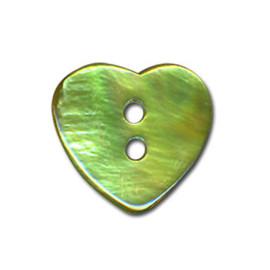 Lot de 3 boutons Nacre en forme de Coeur couleur Jade