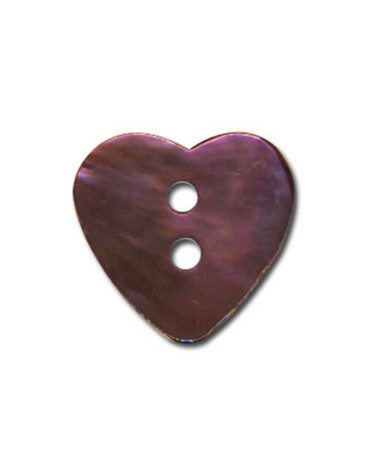 Set of 3 mother-of-pearl buttons in the shape of a plum-colored heart