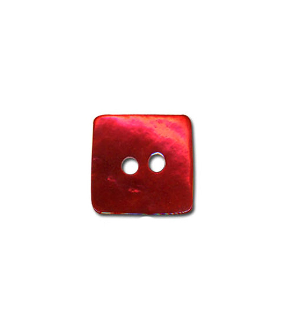 Set of 3 square buttons in red mother-of-pearl