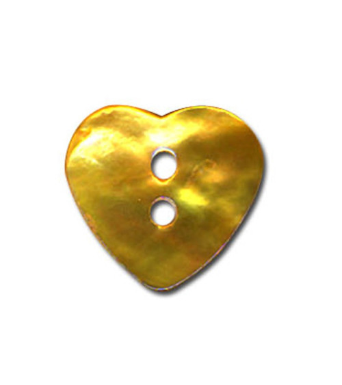 Set of 3 mother-of-pearl buttons in the shape of a yellow heart