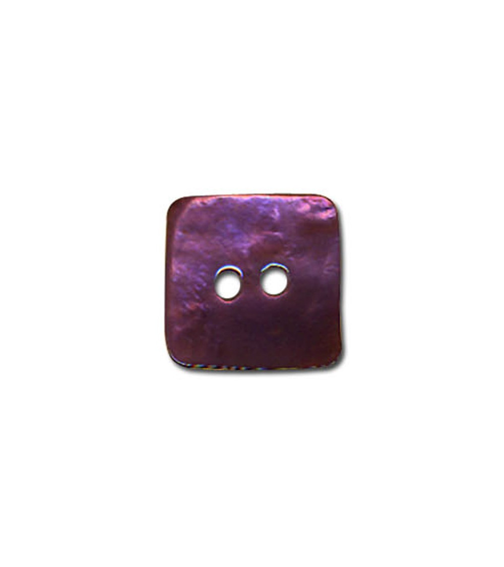 Set of 3 square mother-of-pearl buttons in plum color