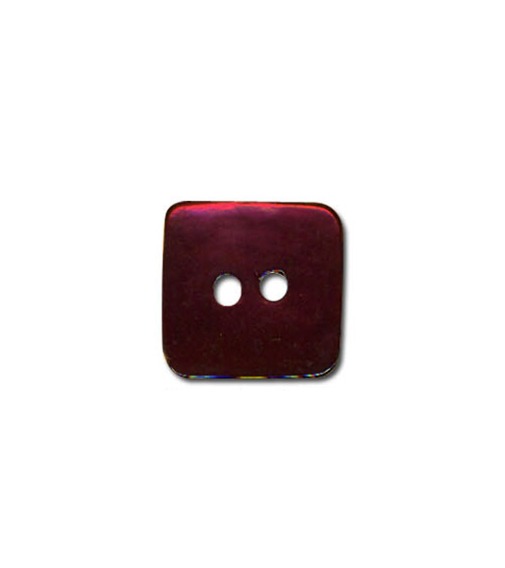 Set of 3 square mother-of-pearl buttons in Bordeaux color