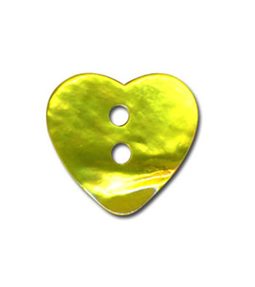 Set of 3 mother-of-pearl buttons in the shape of anise green heart