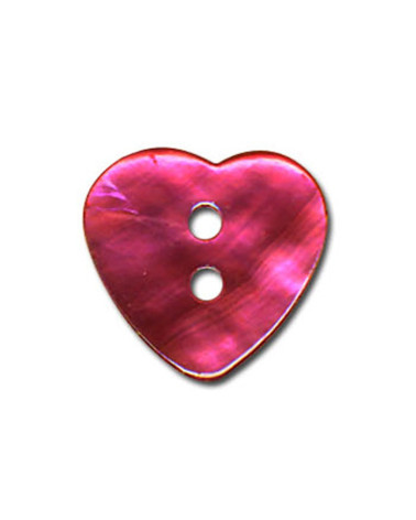 Set of 3 Heart-shaped Mother-of-pearl buttons in Fuchsia color