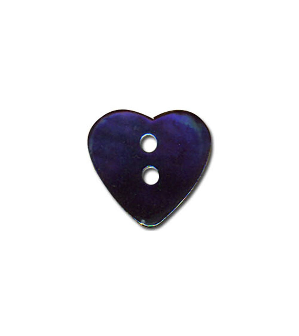 Set di 3 bottoni in madreperla a forma di cuore di colore blu scuro